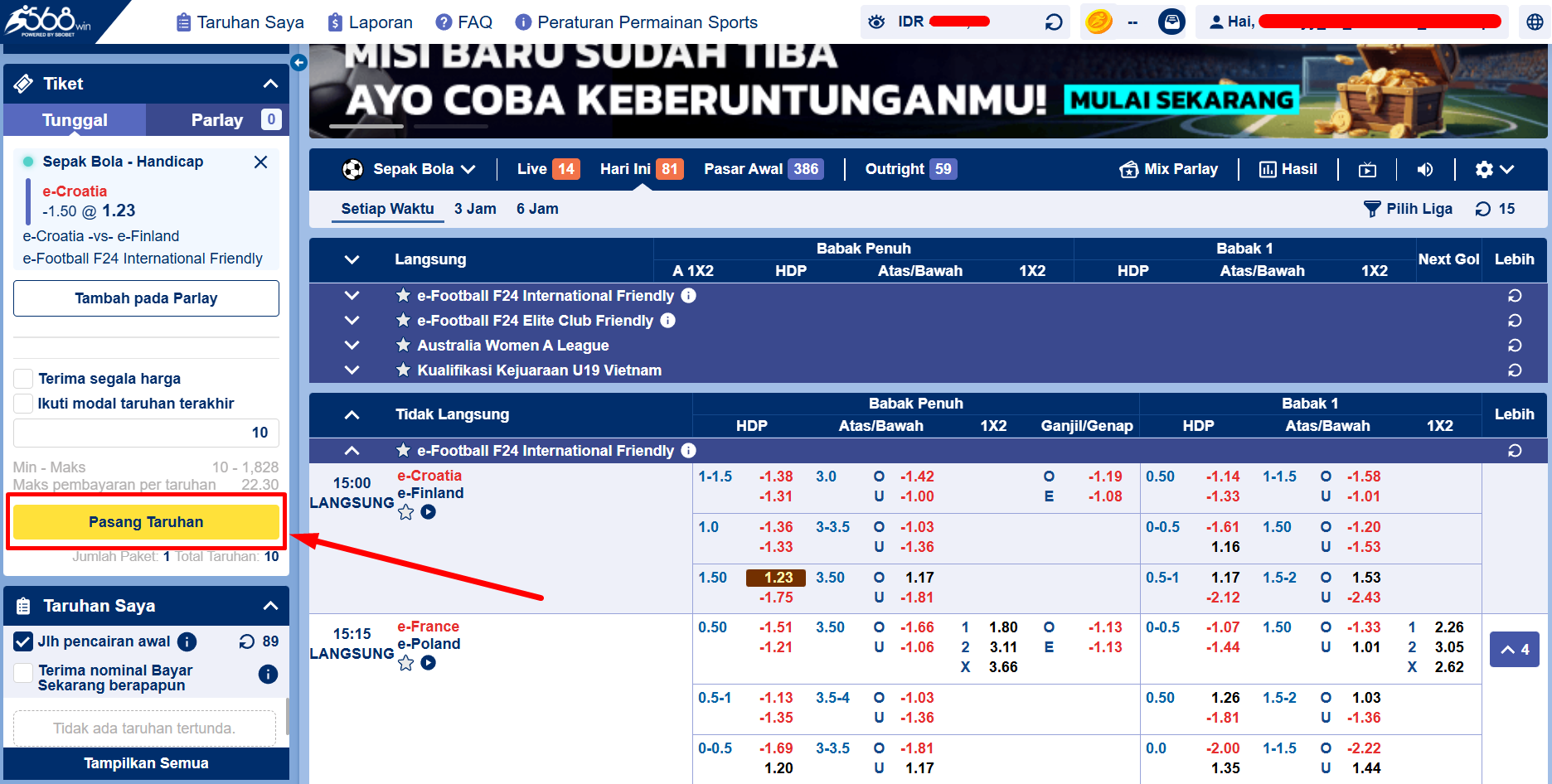 Panduan Untuk Bermain Handicap/HDP di SBOBET untuk Pemula
