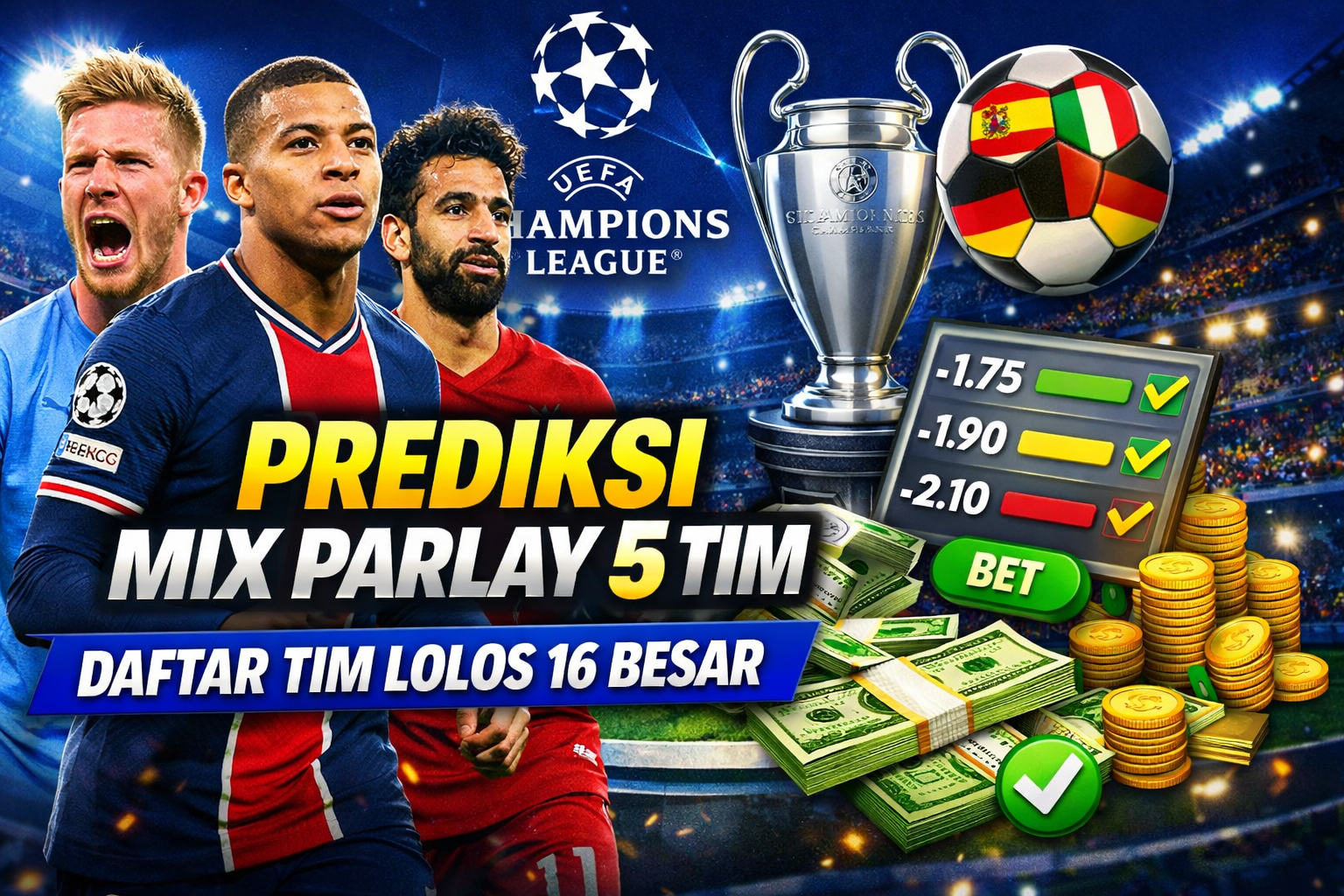 Prediksi Mix Parlay 5 Tim: Daftar Lengkap Tim Lolos Babak 16 Besar Liga Champions dan Analisis Peluang