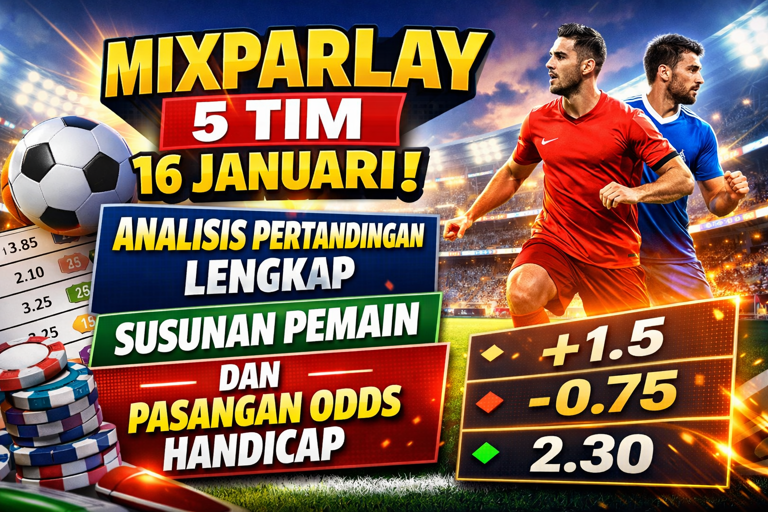 Prediksi MixParlay 5 Tim 16 Januari: Analisis Pertandingan Lengkap Susunan Pemain dan Pasangan Odds Handicap