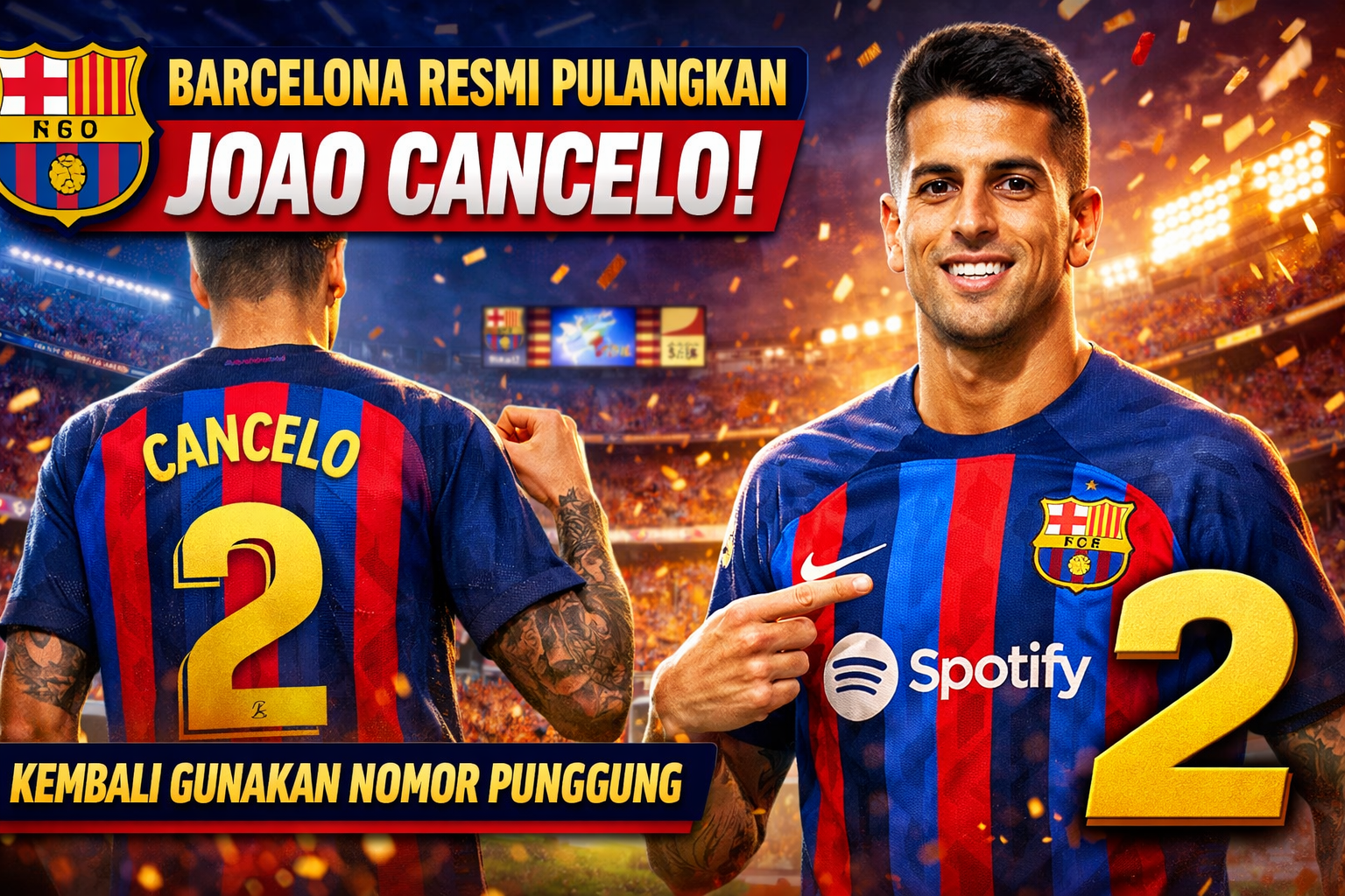 Barcelona Resmi Pulangkan Joao Cancelo, Kembali Gunakan Nomor Punggung 2