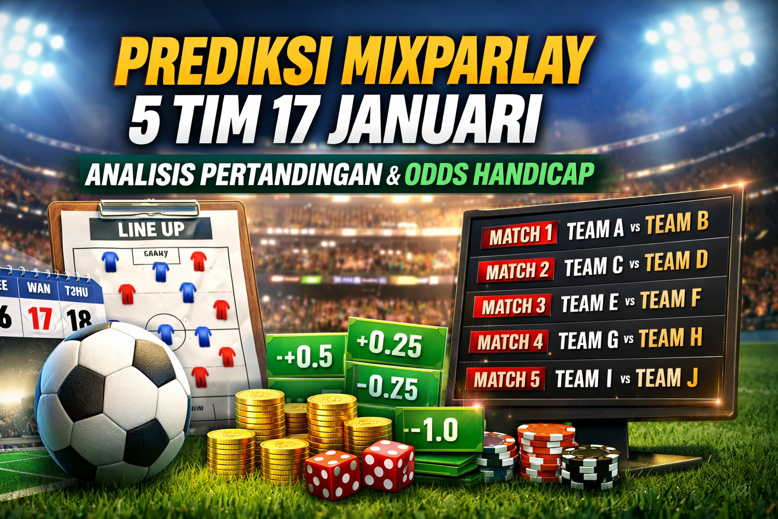 Prediksi MixParlay 5 Tim 17 Januari: Analisis Pertandingan Lengkap Susunan Pemain dan Pasangan Odds Handicap