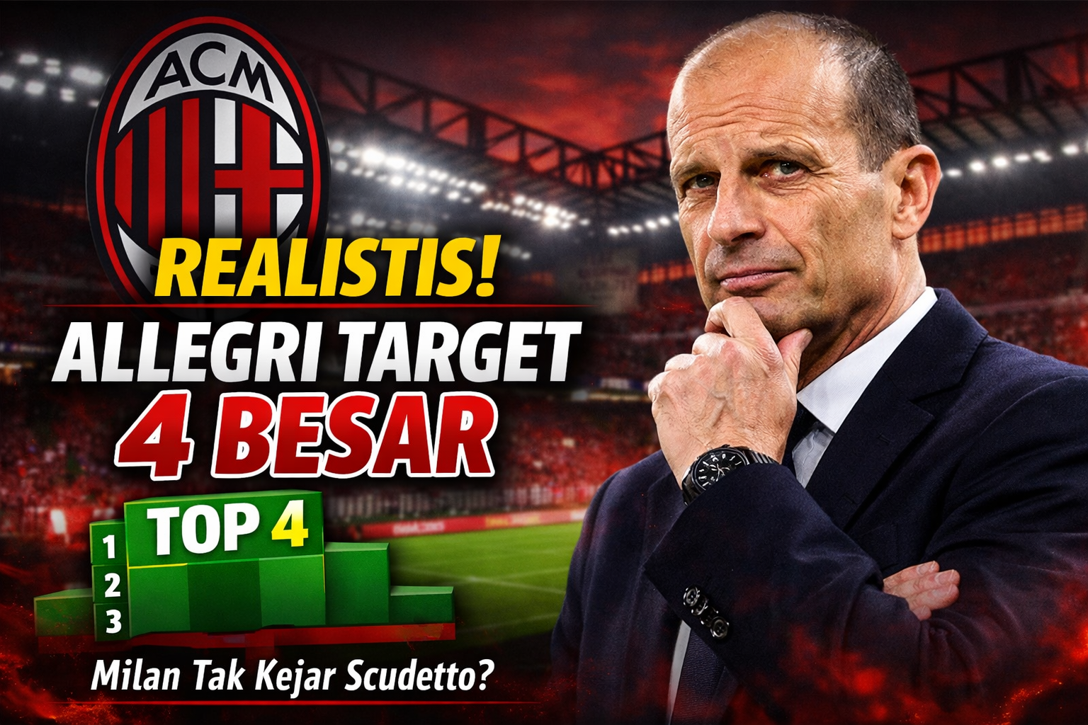 Realistis, Allegri Tegaskan AC Milan Fokus Empat Besar Liga Italia