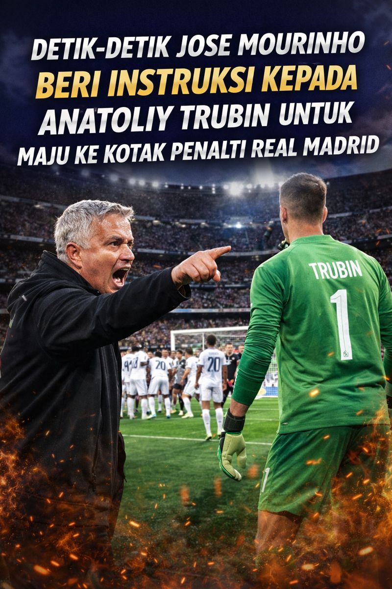 Detik-Detik Jose Mourinho Beri Instruksi kepada Anatoliy Trubin untuk Maju ke Kotak Penalti Real Madrid