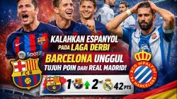 Kalahkan Espanyol pada Laga Derbi, Barcelona Unggul Tujuh Poin dari Real Madrid