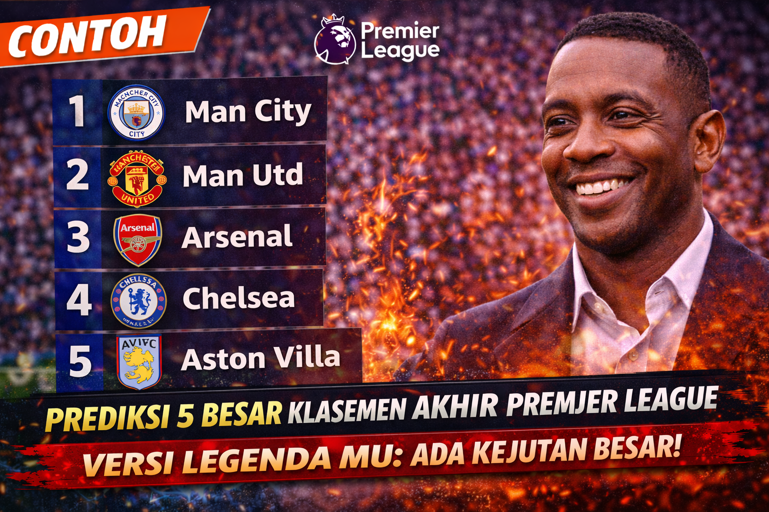 Prediksi 5 Besar Klasemen Akhir Premier League 2024/2025 Versi Legenda MU: Ada Kejutan Besar!