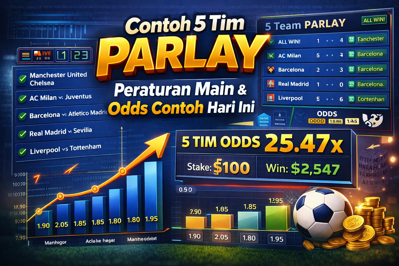 5 Tim Parlay: Peraturan Main dan Odds Contoh Hari Ini