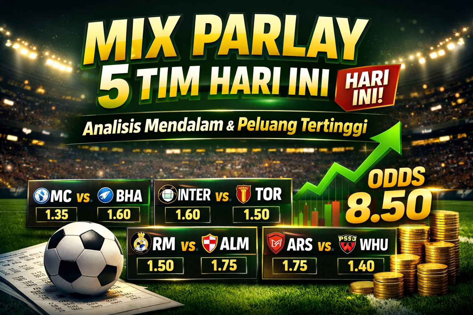 Prediksi Mix Parlay Bola 5 Tim Hari Ini: Analisis Mendalam dengan Peluang Tertinggi