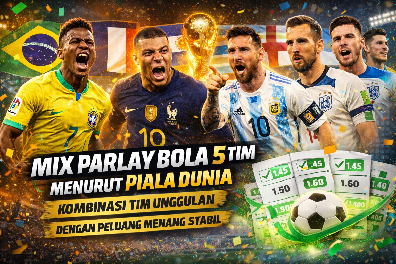 Mix Parlay Bola 5 Tim Menurut Piala Dunia: Kombinasi Tim Unggulan dengan Peluang Menang Stabil