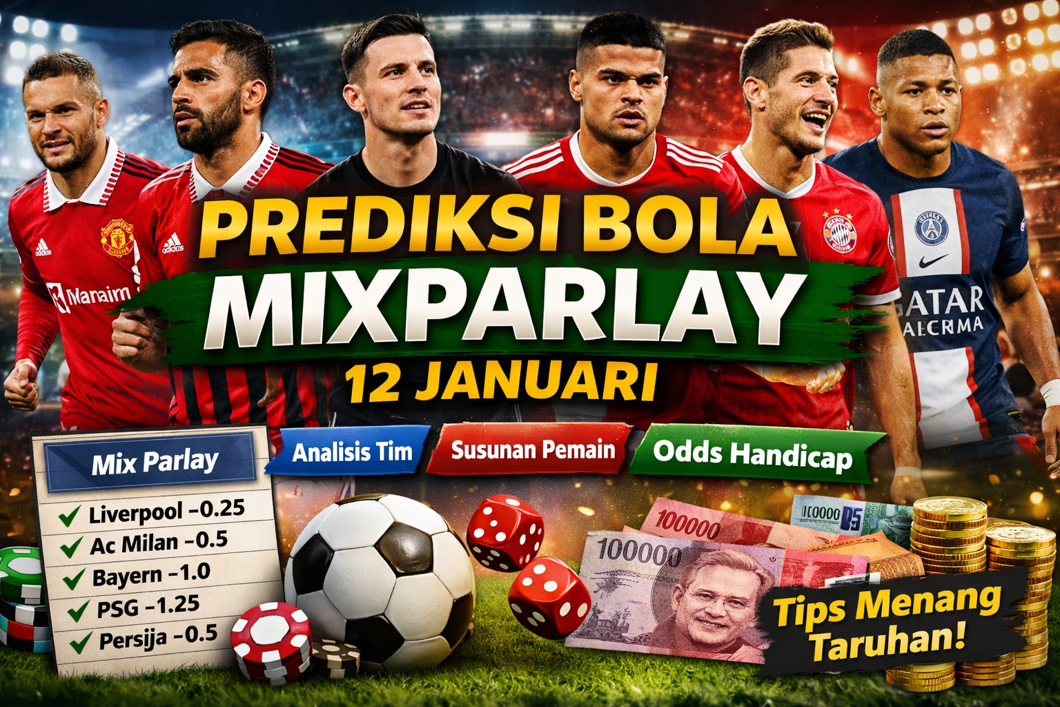 Prediksi Bola MixParlay 12 Januari: Analisis Pertandingan Lengkap Susunan Pemain dan Pasangan Odds Handicap