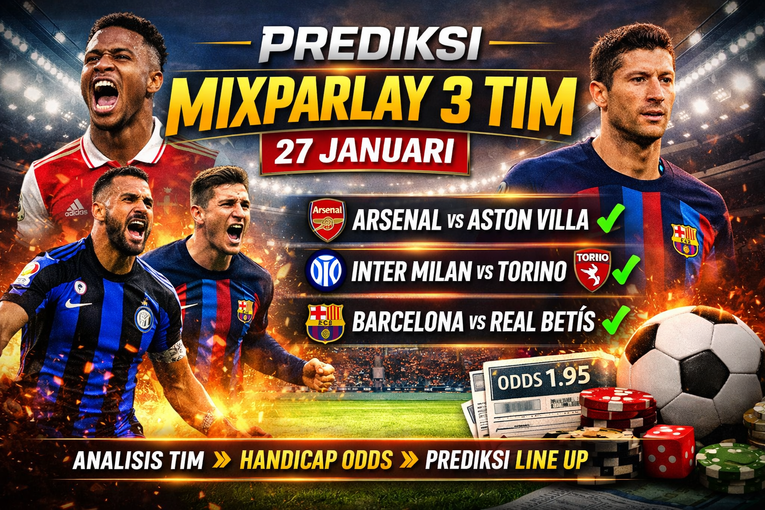 Prediksi MixParlay 3 Tim 27 Januari: Analisis Pertandingan Lengkap, Susunan Pemain, dan Pasangan Odds Handicap