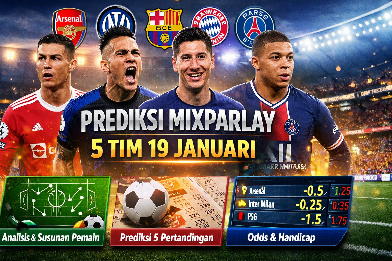 Prediksi MixParlay 5 Tim 19 Januari: Analisis Pertandingan Lengkap Susunan Pemain dan Pasangan Odds Handicap
