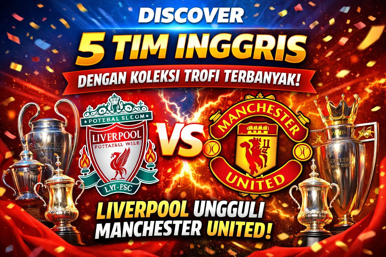 5 Tim Inggris dengan Koleksi Trofi Terbanyak: Liverpool Ungguli Manchester United