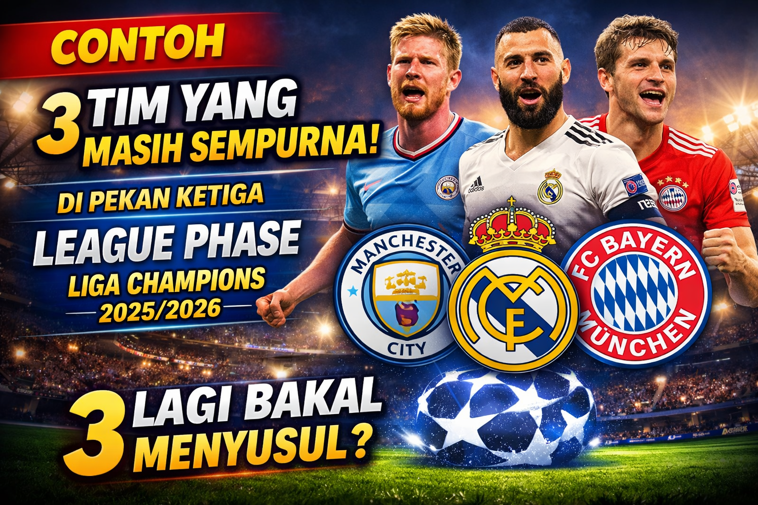 📰 3 Tim yang Masih Sempurna di Pekan Ketiga League Phase Liga Champions 2025/2026: 3 Lagi Bakal Menyusul?