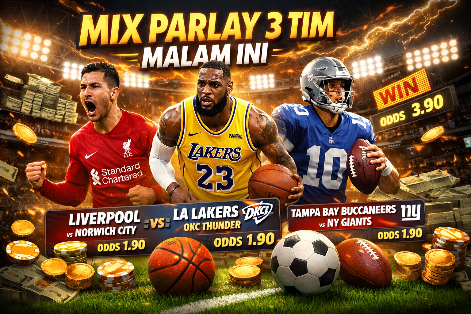 Mix Parlay 3 Tim Malam Ini: Favorit Menang Telak, Peluang Emas Pecinta Bola