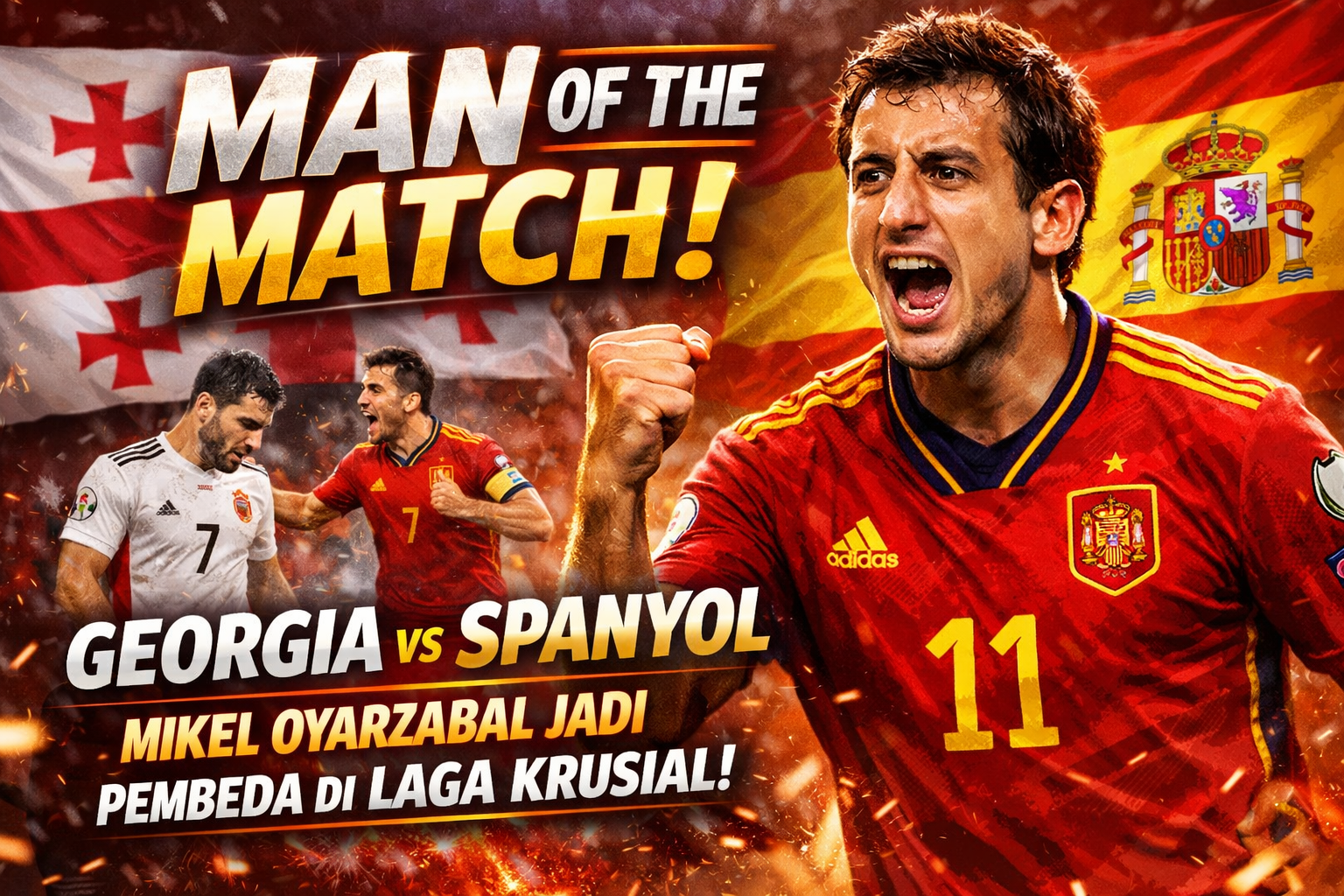 Man of the Match Georgia vs Spanyol: Mikel Oyarzabal Jadi Pembeda di Laga Krusial
