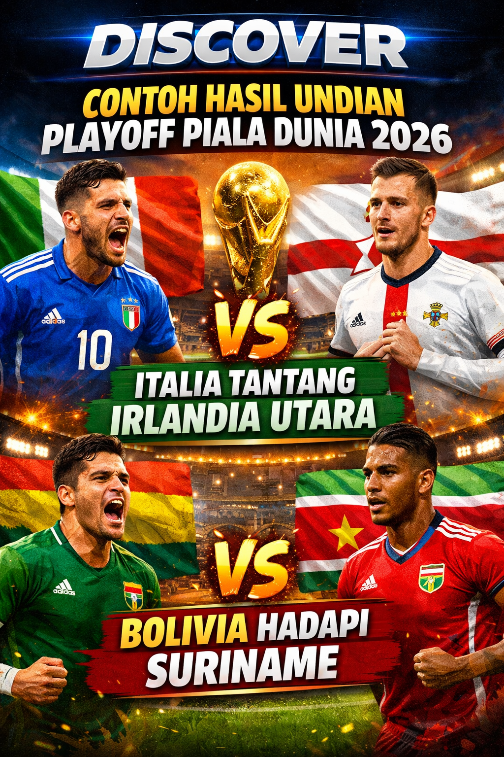 Hasil Undian Playoff Piala Dunia 2026: Italia Tantang Irlandia Utara, Bolivia Hadapi Suriname