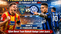 Prediksi Lecce vs Inter 22 Februari 2026: Ujian Berat Tuan Rumah Hadapi Calon Juara