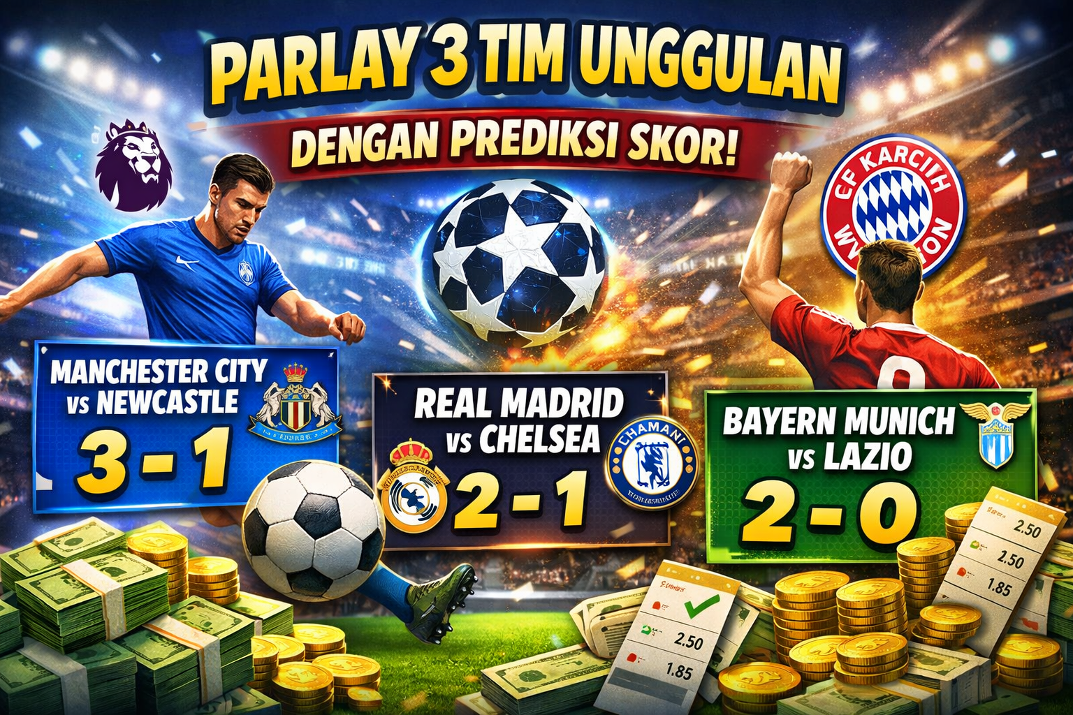 Parlay 3 Tim Unggulan dengan Prediksi Skor