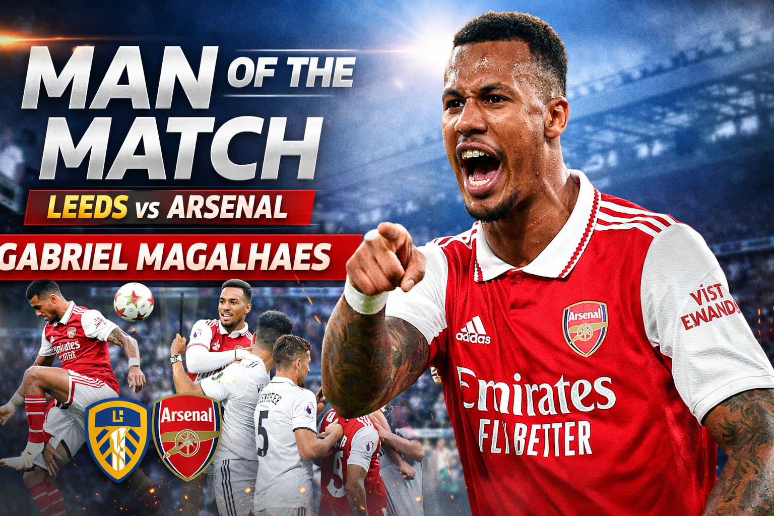 Man of the Match Leeds vs Arsenal: Gabriel Magalhaes Tampil Solid di Lini Belakang The Gunners