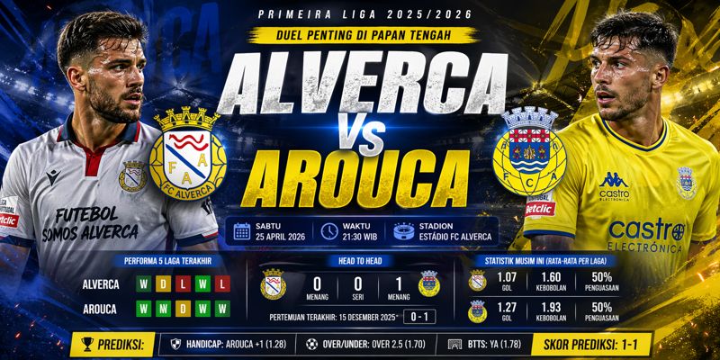 Prediksi Alverca vs Arouca Duel Seimbang di Papan Tengah (25 April 2026)